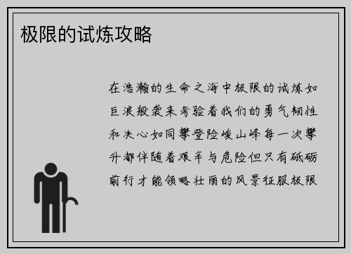 极限的试炼攻略